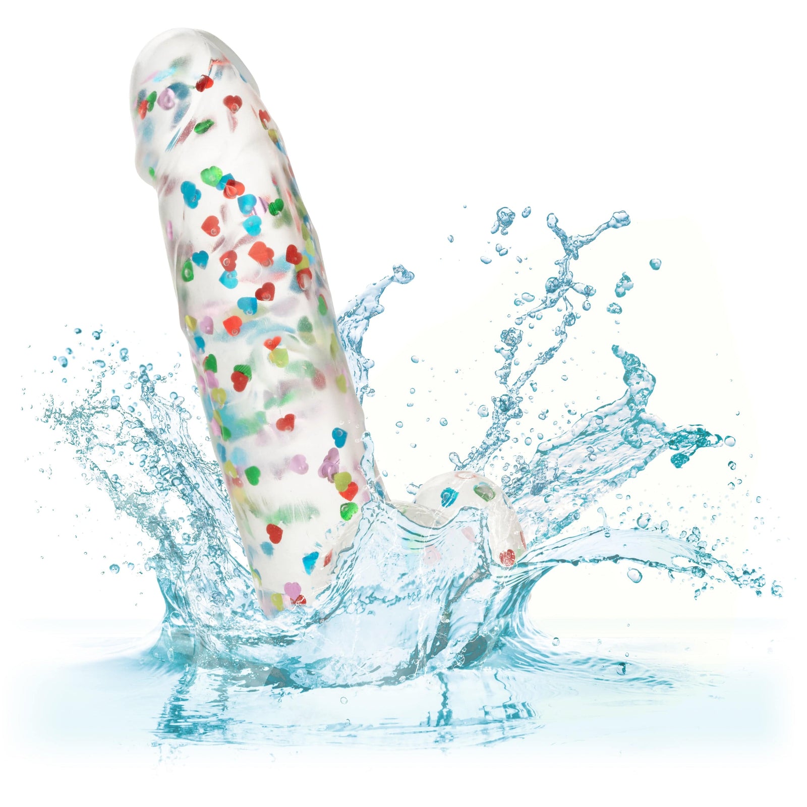 California Exotics - Naughty Bits I Love Dick Heart filled Dong Realistic Dildo with Balls 8" (Clear) Clit Massager (Vibration) Rechargeable 716770101273 CherryAffairs