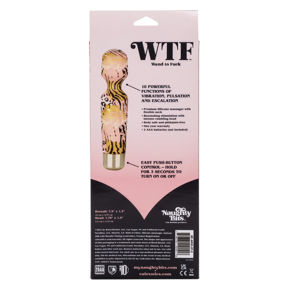 California Exotics - Naughty Bits WTF Wand To Fuck Wand Massager (Multi Colour) Wand Massagers (Vibration) Non Rechargeable 716770101518 CherryAffairs