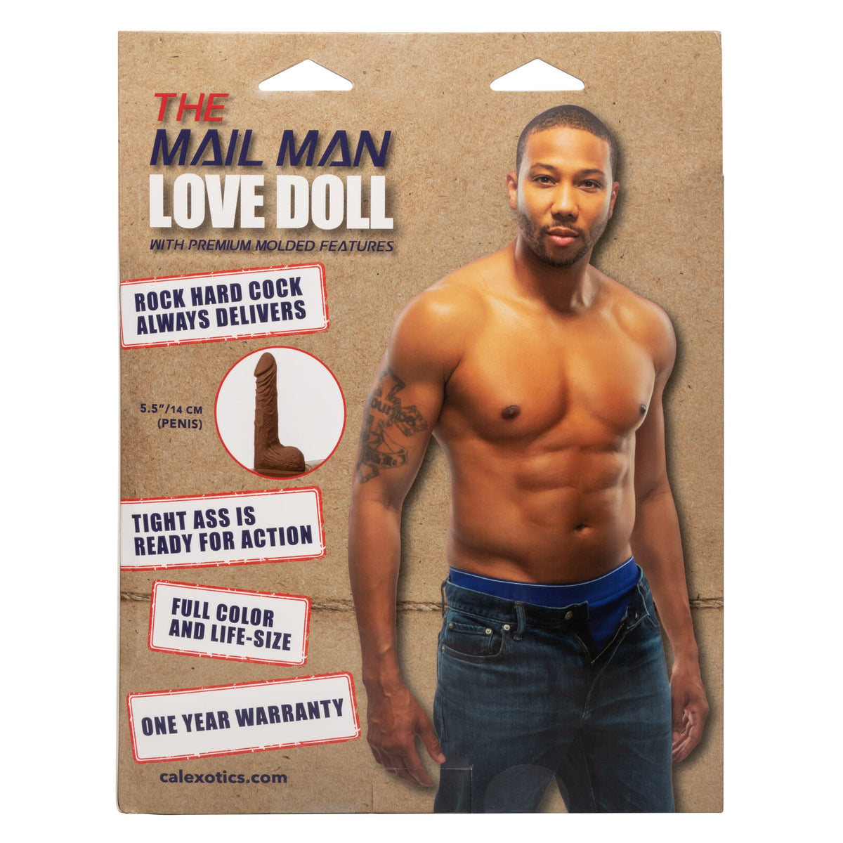 California Exotics - The Mail Man Inflatable Love Doll Masturbator Dildo 5.5" (Brown) Doll 716770101679 CherryAffairs
