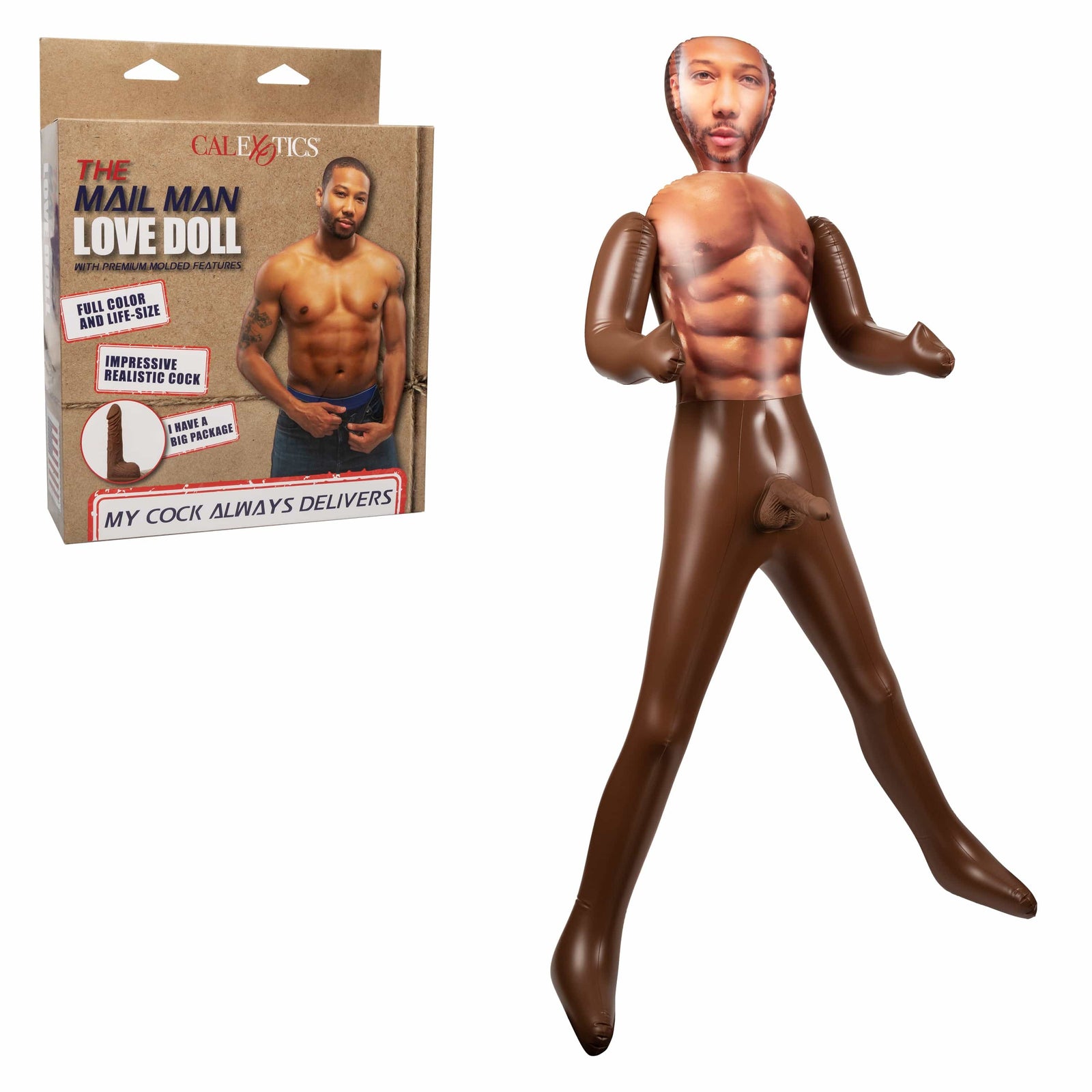 California Exotics - The Mail Man Inflatable Love Doll Masturbator Dildo 5.5" (Brown) Doll 716770101679 CherryAffairs