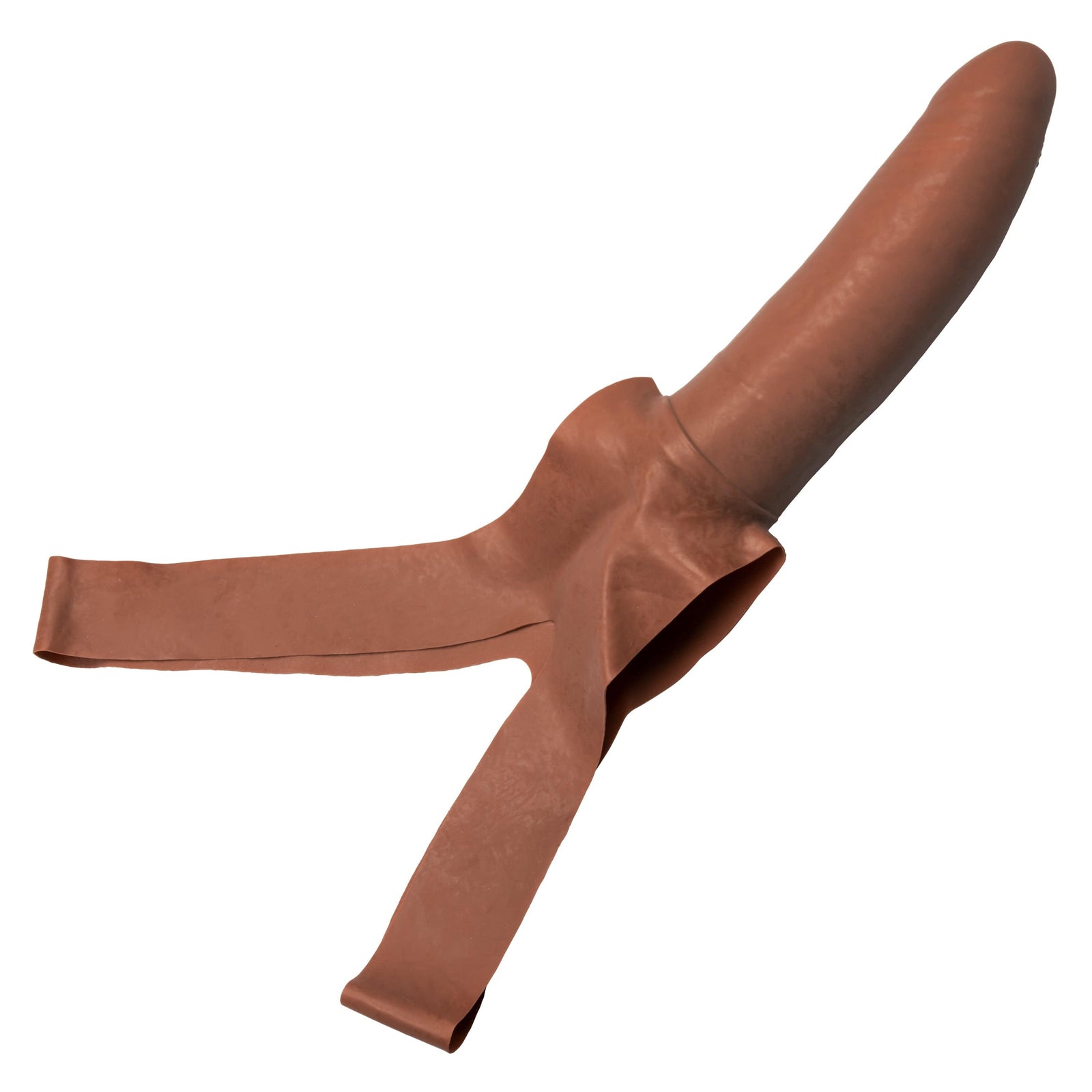 California Exotics - The Original Accommodator Latex Dong Mouth Strap On (Brown) Strap On with Non hollow Dildo for Female (Non Vibration) 716770101822 CherryAffairs