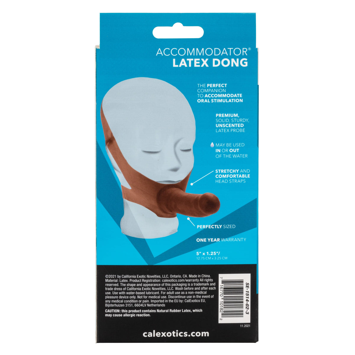 California Exotics - The Original Accommodator Latex Dong Mouth Strap On (Brown) Strap On with Non hollow Dildo for Female (Non Vibration) 716770101822 CherryAffairs