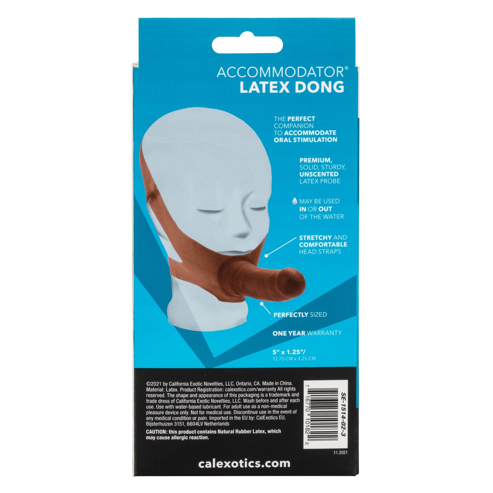 California Exotics - The Original Accommodator Latex Dong Mouth Strap On (Brown) Strap On with Non hollow Dildo for Female (Non Vibration) 716770101822 CherryAffairs