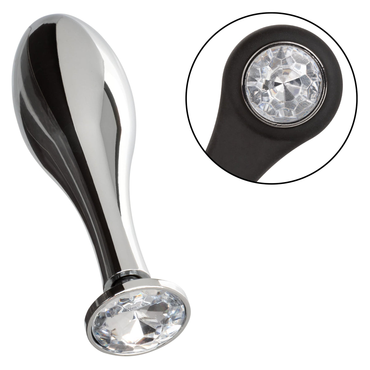 California Exotics - Star Fucker Teardrop Anal Plug with Cock Support (Silver) Anal Plug (Non Vibration) 716770102546 CherryAffairs