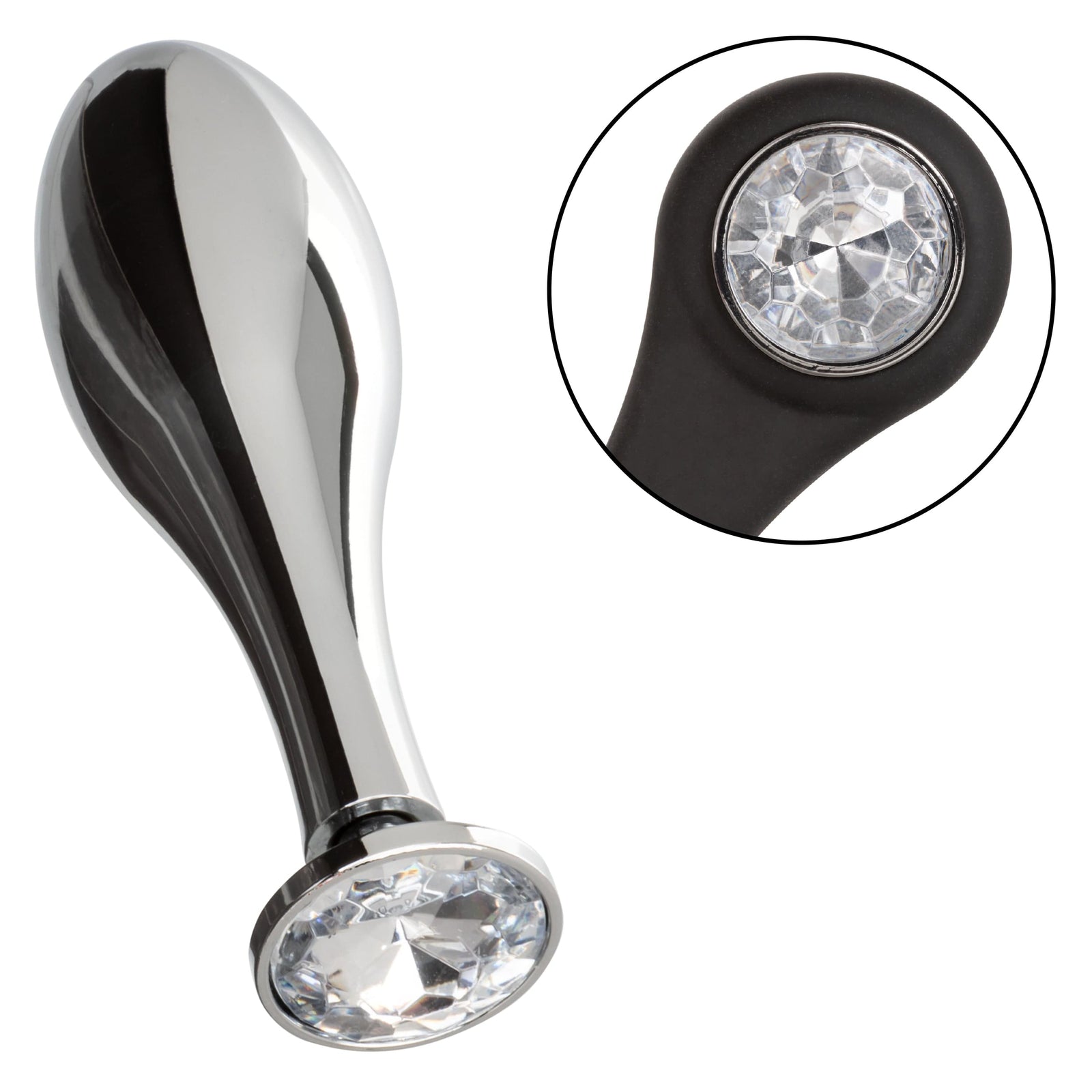 California Exotics - Star Fucker Teardrop Anal Plug with Cock Support (Silver) Anal Plug (Non Vibration) 716770102546 CherryAffairs