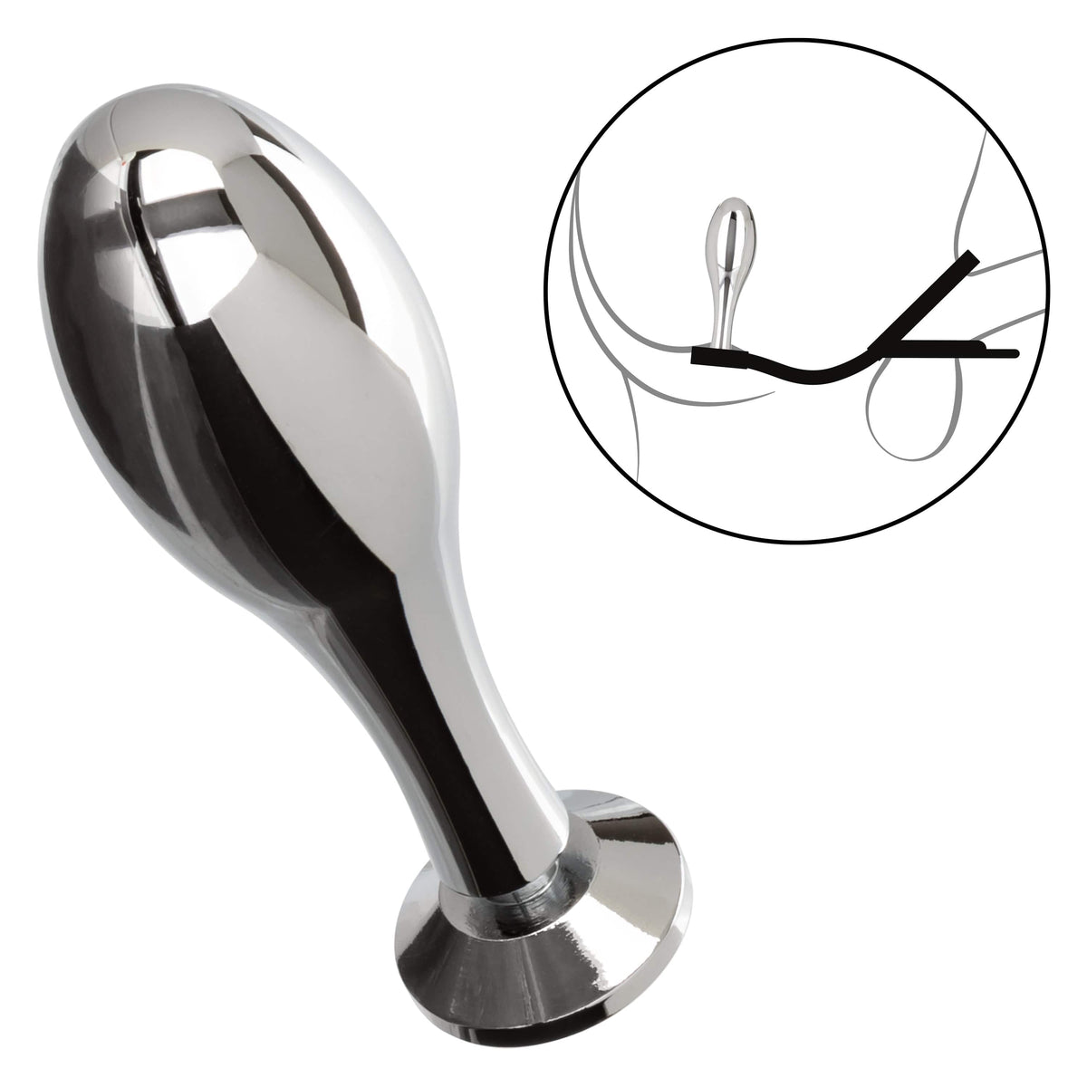 California Exotics - Star Fucker Teardrop Anal Plug with Cock Support (Silver) Anal Plug (Non Vibration) 716770102546 CherryAffairs