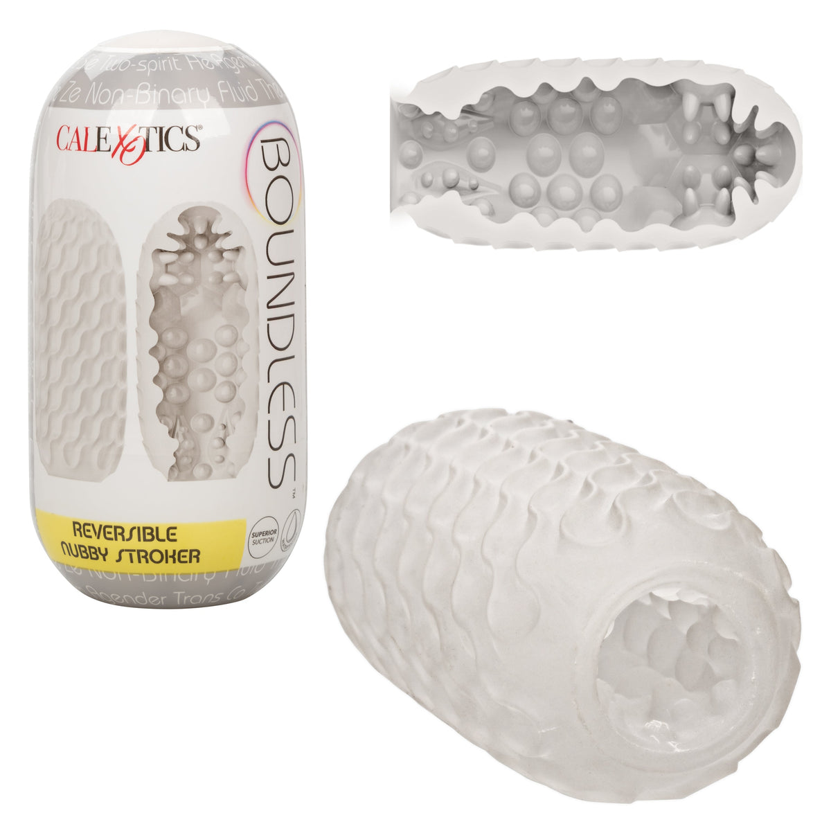 California Exotics - Boundless Reversible Nubby Soft Stroker (White) - White - Masturbator Soft Stroker (Non Vibration)