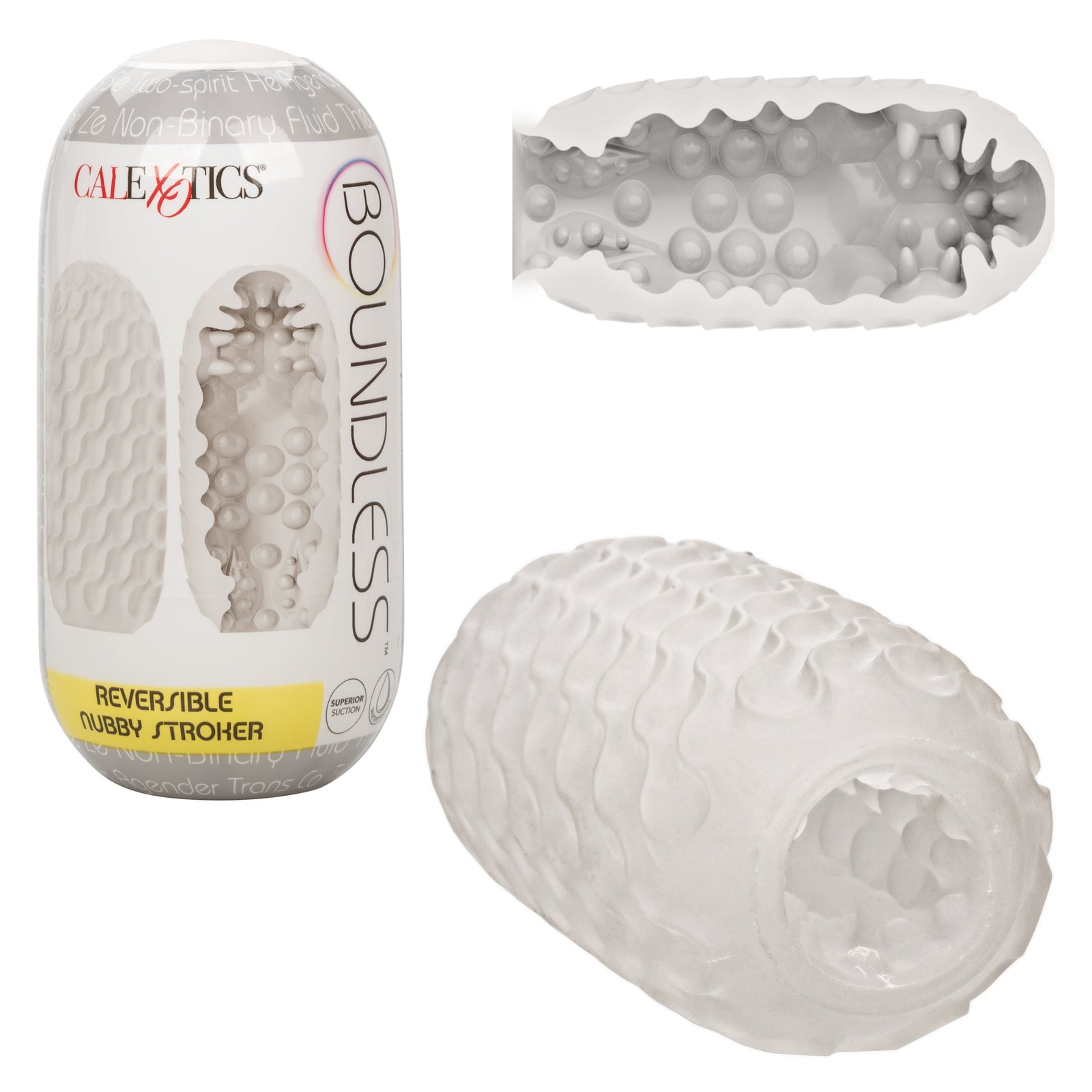 California Exotics - Boundless Reversible Nubby Soft Stroker (White) - White - Masturbator Soft Stroker (Non Vibration)