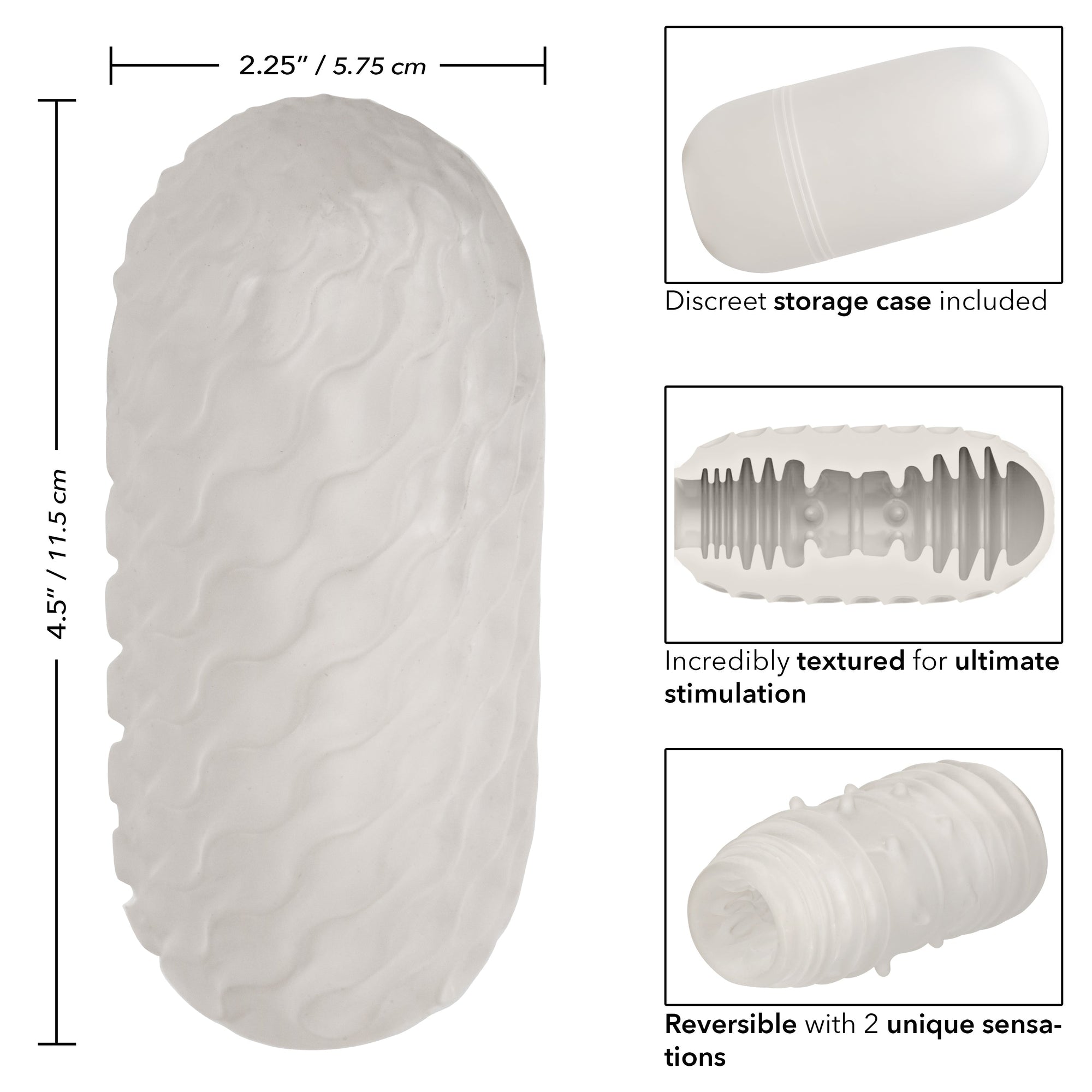 California Exotics - Boundless Reversible Ribbed Soft Stroker (White) - White - Masturbator Soft Stroker (Non Vibration)