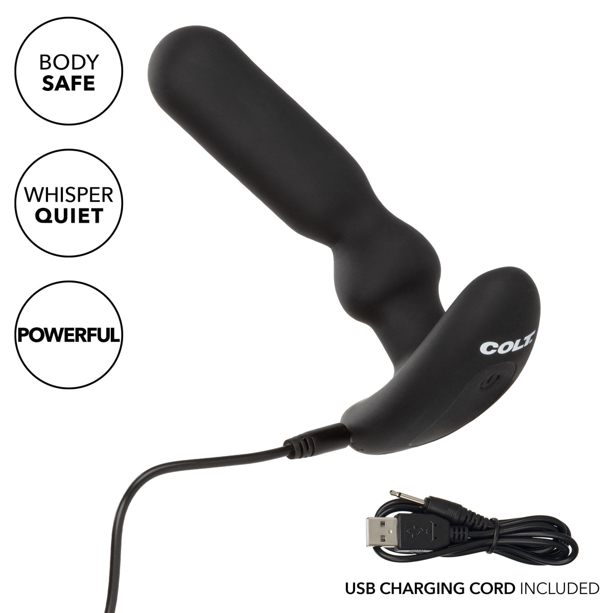 Colt - Rechargeable Anal T Vibrating Anal Plug (Black) CO1039 CherryAffairs