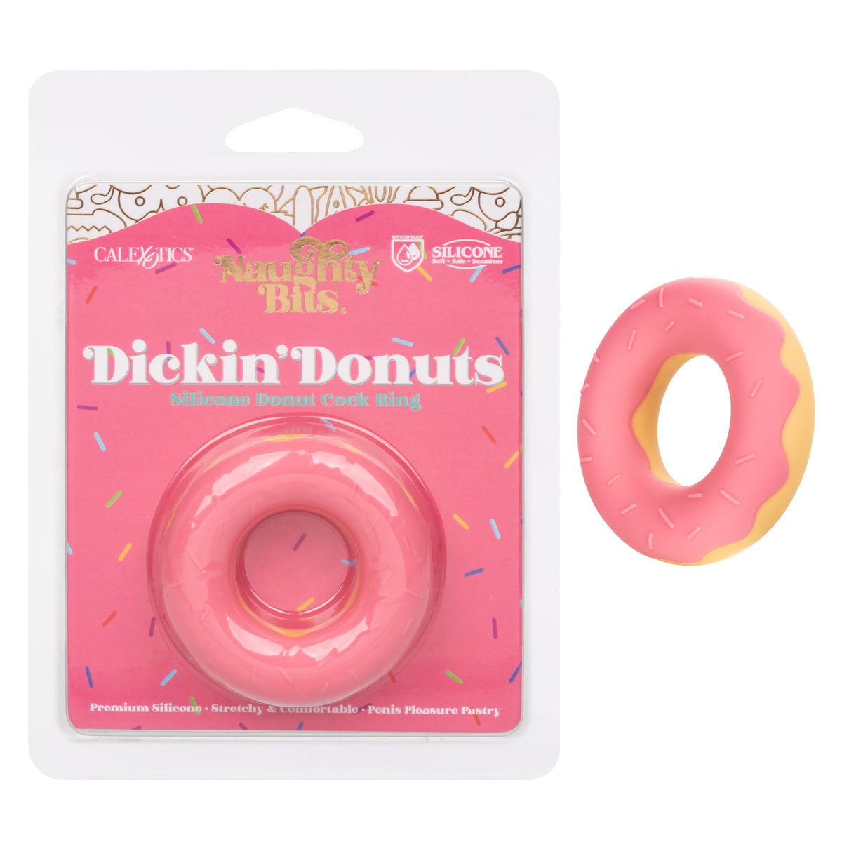 California Exotics - Naughty Bits Dickin Donuts Silicone Donut Cock Ring (Pink) Silicone Cock Ring (Non Vibration) 674675047 CherryAffairs
