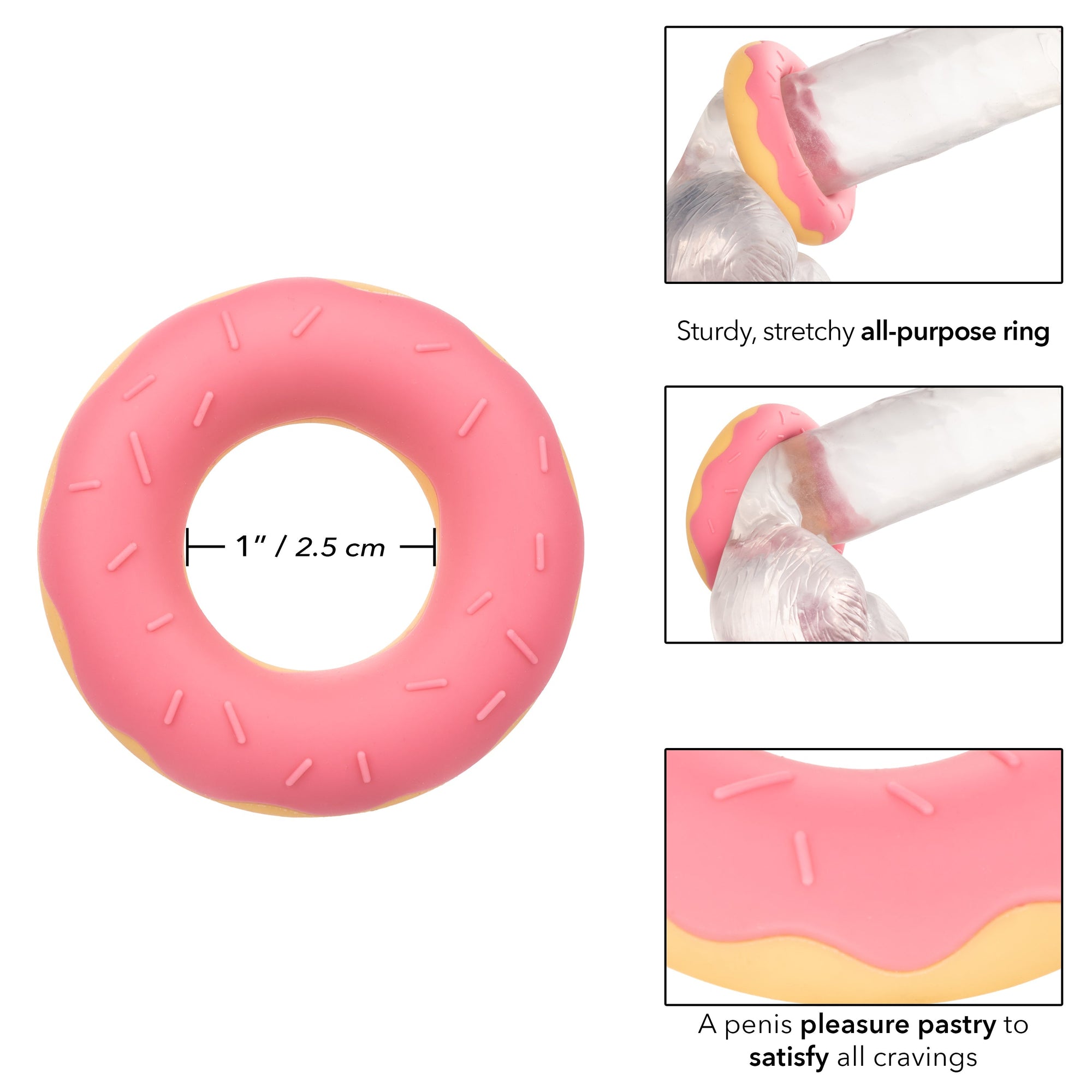 California Exotics - Naughty Bits Dickin Donuts Silicone Donut Cock Ring (Pink) - Pink - Silicone Cock Ring (Non