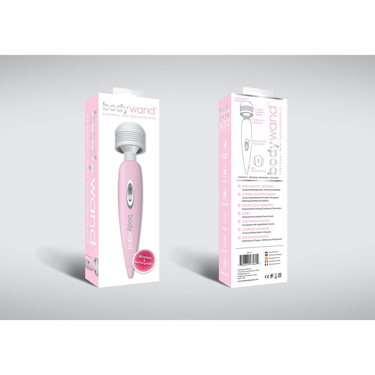 Bodywand - Rechargeable USB Wand Massager (Pink) - BW1002 / Pink - Wand Massagers (Vibration) Rechargeable