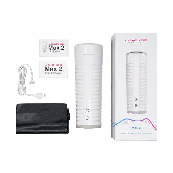 Lovense - Max 2 App-Controlled Male Masturbator (White) Masturbator Soft Stroker (Vibration) Rechargeable 728360599612 CherryAffairs