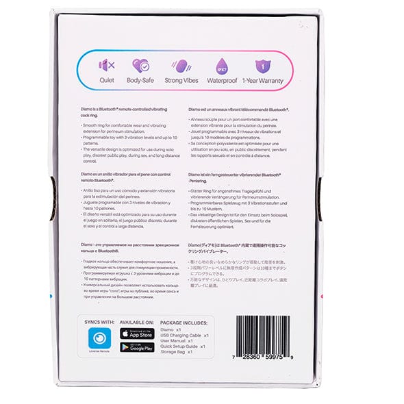 Lovense - Diamo App-Controlled Vibrating Silicone Cock Ring (Black) Remote Control Cock Ring (Vibration) Rechargeable 728360599759 CherryAffairs