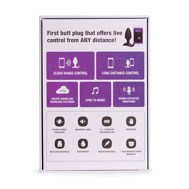 Lovense - Hush 2 App-Controlled Silicone Butt Plug 1.5" (Black) Anal Plug (Vibration) Rechargeable 714449810686 CherryAffairs