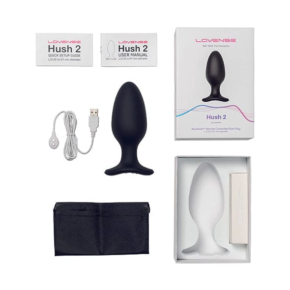 Lovense - Hush 2 App-Controlled Silicone Butt Plug 2.25" (Black) Anal Plug (Vibration) Rechargeable 728360599827 CherryAffairs