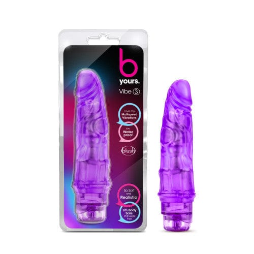 Blush Novelties - B Yours Vibe 3 Dildo Vibrator (Purple) Realistic Dildo w/o suction cup (Vibration) Non Rechargeable 622620495 CherryAffairs