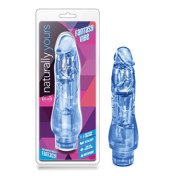 Blush Novelties - Naturally Yours Fantasy Vibe Realistic Vibrating Dildo 8.5"(Blue) Realistic Dildo w/o suction cup (Vibration) Non Rechargeable 622623367 CherryAffairs