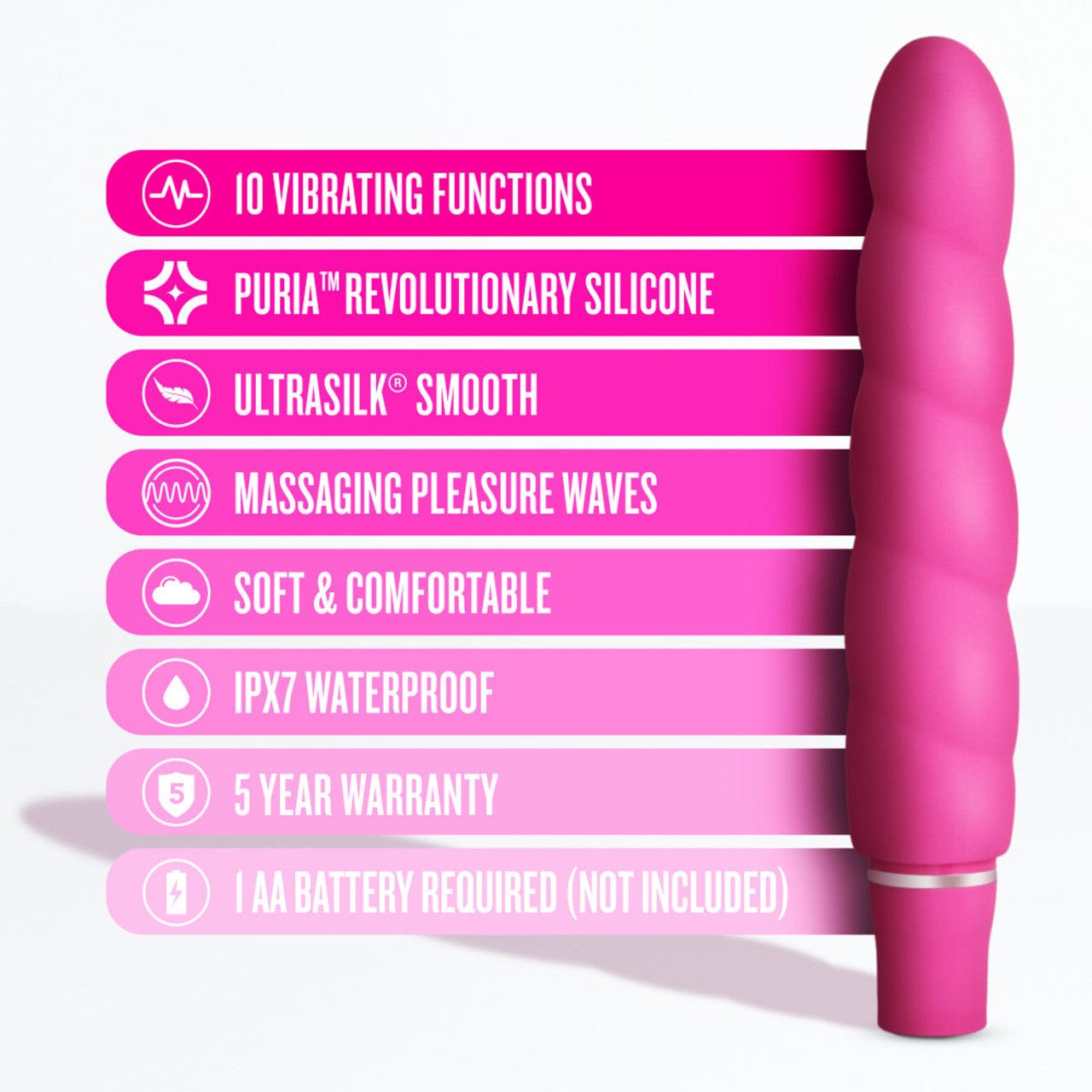 Blush Novelties - Luxe Anastasia Silicone Vibrator (Pink) Non Realistic Dildo w/o suction cup (Vibration) Non Rechargeable CherryAffairs