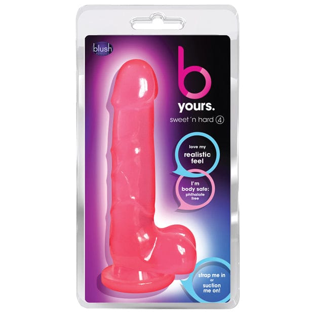 Blush Novelties - B Yours Sweet n Hard 4 Realistic Dildo with Balls 7" (Pink) Realistic Dildo with suction cup (Non Vibration) 622622375 CherryAffairs