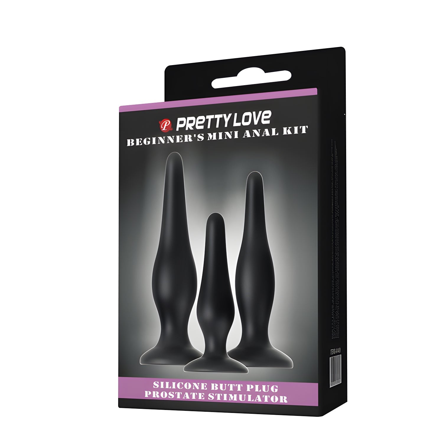 Pretty Love - Silicone Butt Plug Set (Black) - Black - Anal Kit (Non Vibration)