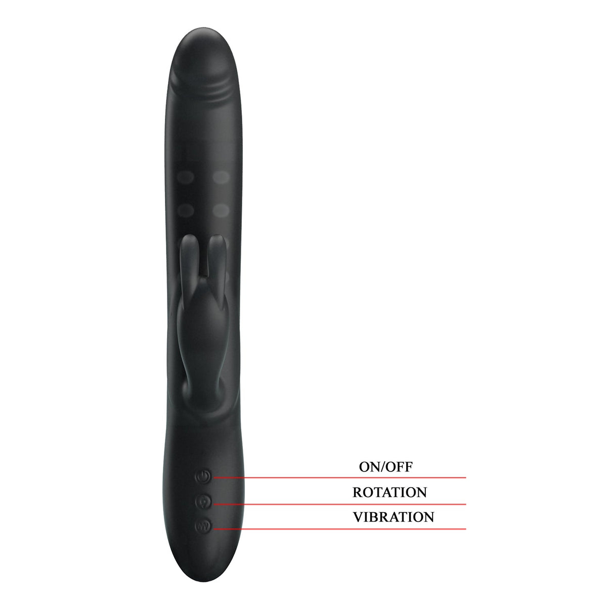 Pretty Love - Colin Vibrating Rotating Rabbit Vibrator (Black) - Black - Rabbit Dildo (Vibration) Rechargeable