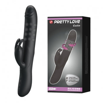 Pretty Love - Colin Vibrating Rotating Rabbit Vibrator (Black) - Black - Rabbit Dildo (Vibration) Rechargeable