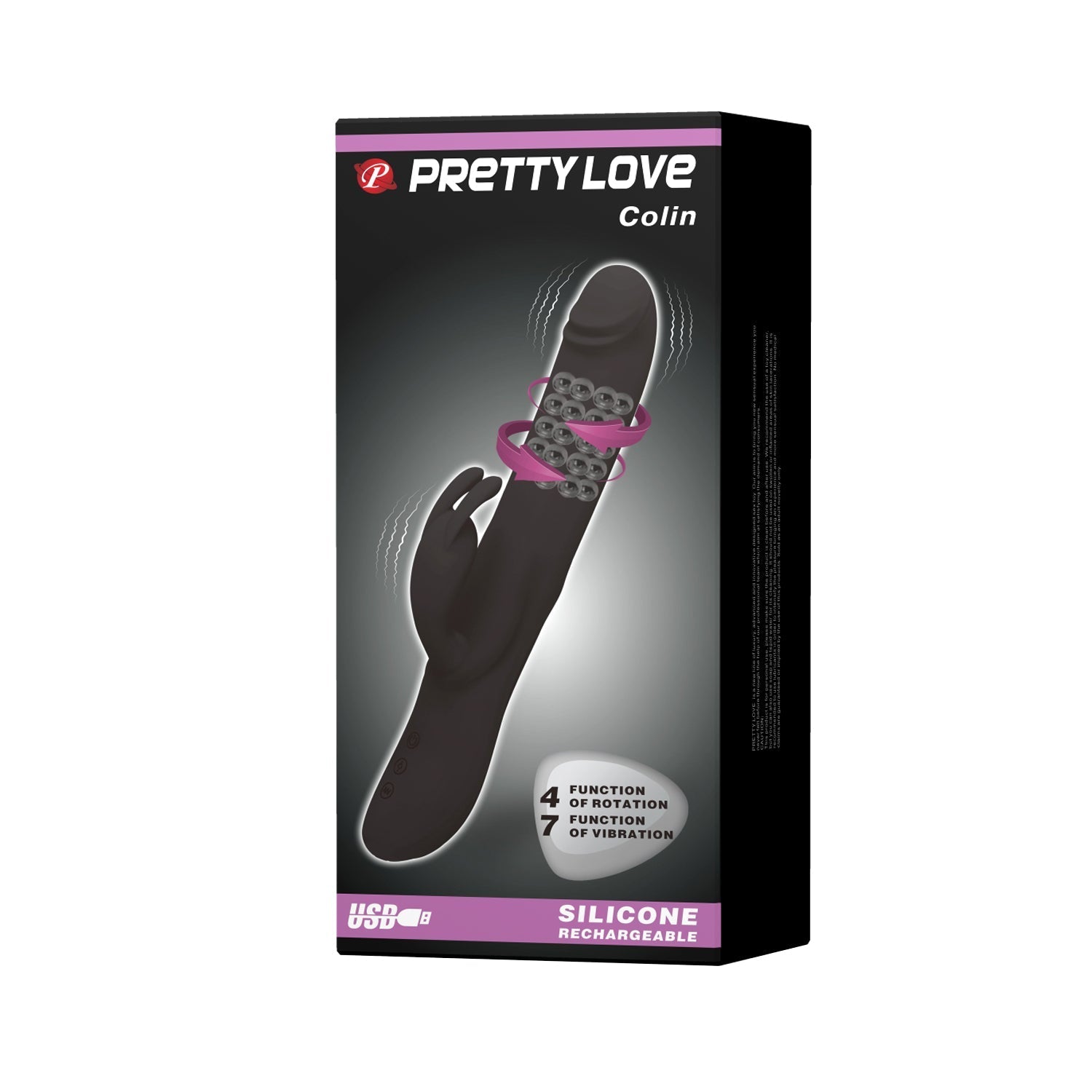 Pretty Love - Colin Vibrating Rotating Rabbit Vibrator (Black) - Black - Rabbit Dildo (Vibration) Rechargeable