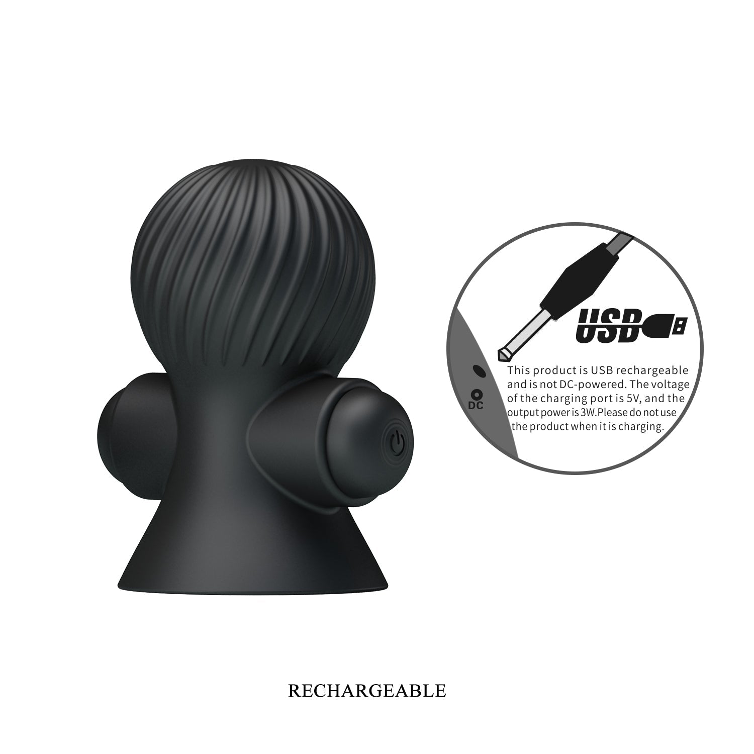 Pretty Love - Rechargeable Vibrating Nipple Sucker (Black) - Black - Nipple Pumps (Vibration) Rechargeable