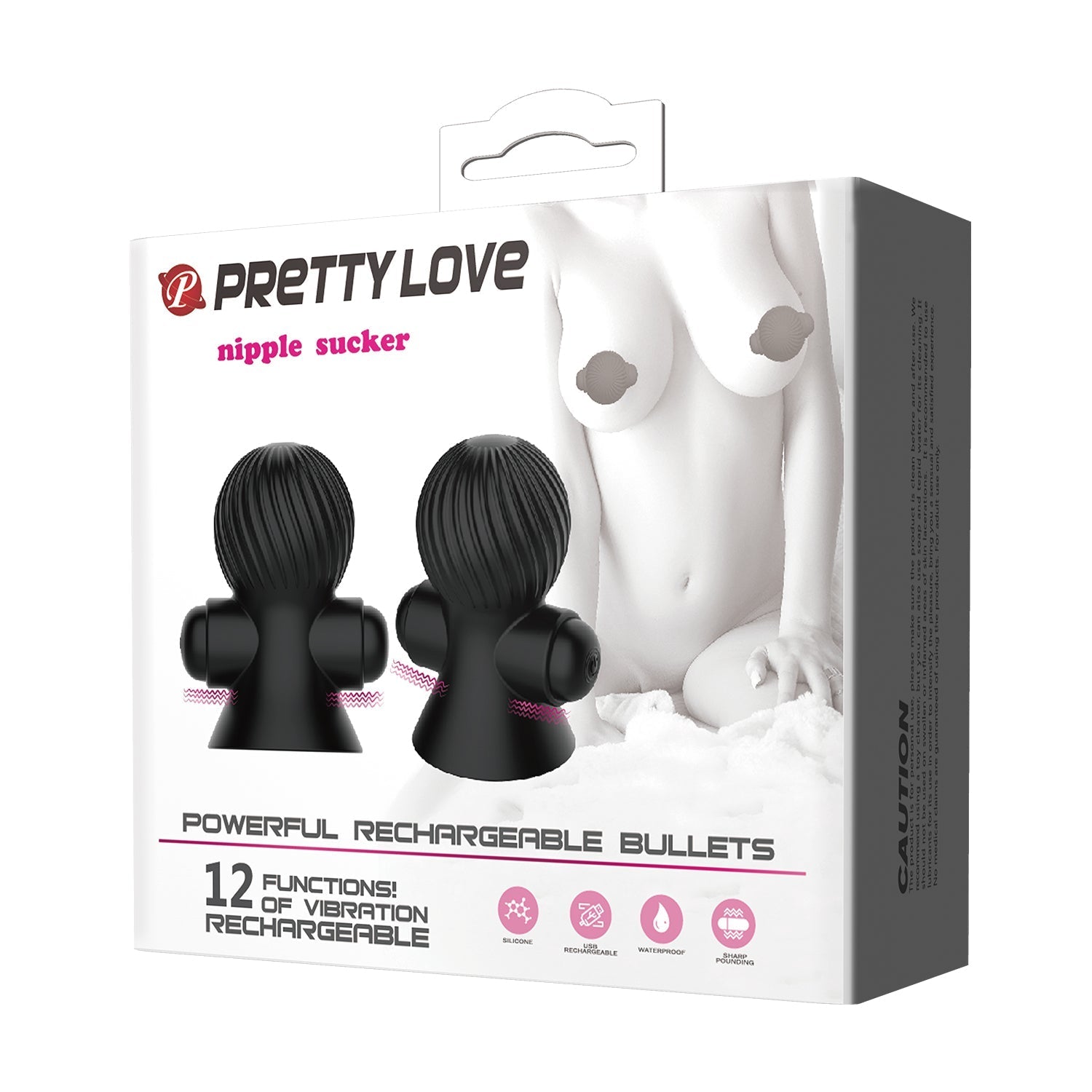Pretty Love - Rechargeable Vibrating Nipple Sucker (Black) - Black - Nipple Pumps (Vibration) Rechargeable