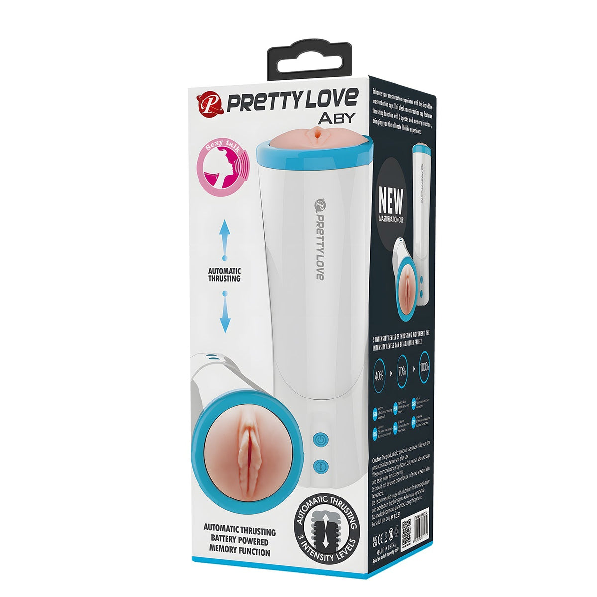 Pretty Love - Aby Automatic Thrusting Masturbator (White) - White - Masturbator Vagina (Vibration) Non Rechargeable