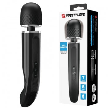 Pretty Love - Super Power Fascinating Wand Massager (Black) - Black - Wand Massagers (Vibration) Rechargeable