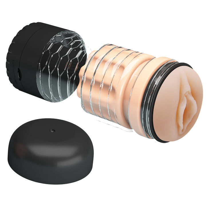 Pretty Love - Emily Vibrating Licking Masturbator (Beige) - Beige - Masturbator Vagina (Vibration) Non Rechargeable