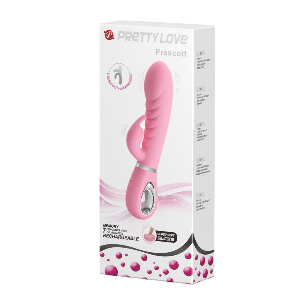 Pretty Love - Prescott Flexible Rabbit Vibrator (Pink) - Pink - Rabbit Dildo (Vibration) Rechargeable