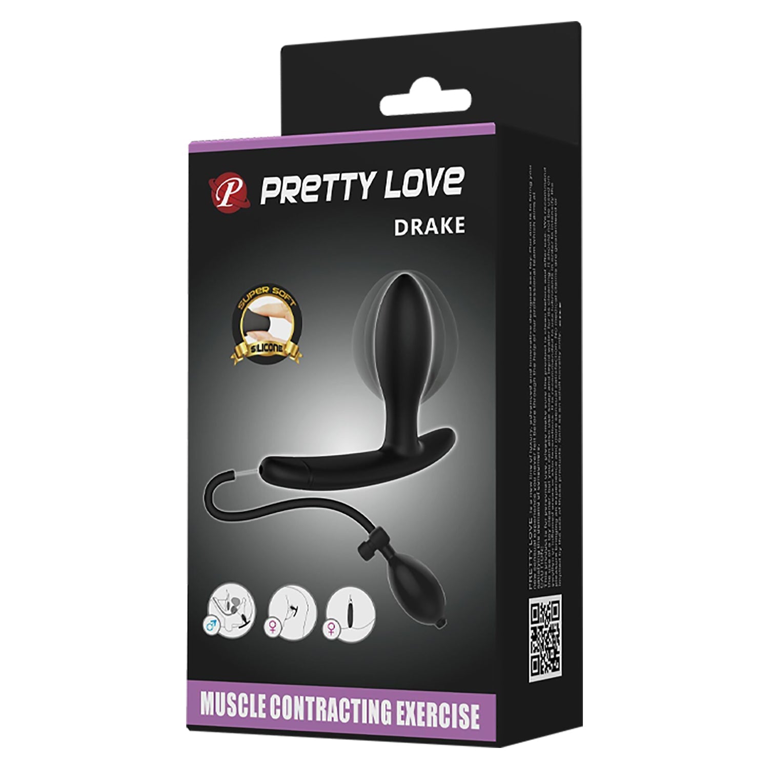 Pretty Love - Drake Inflatable Muscle Contracting Exercise Butt Plug (Black) - Black - Expandable Anal Plug (Non