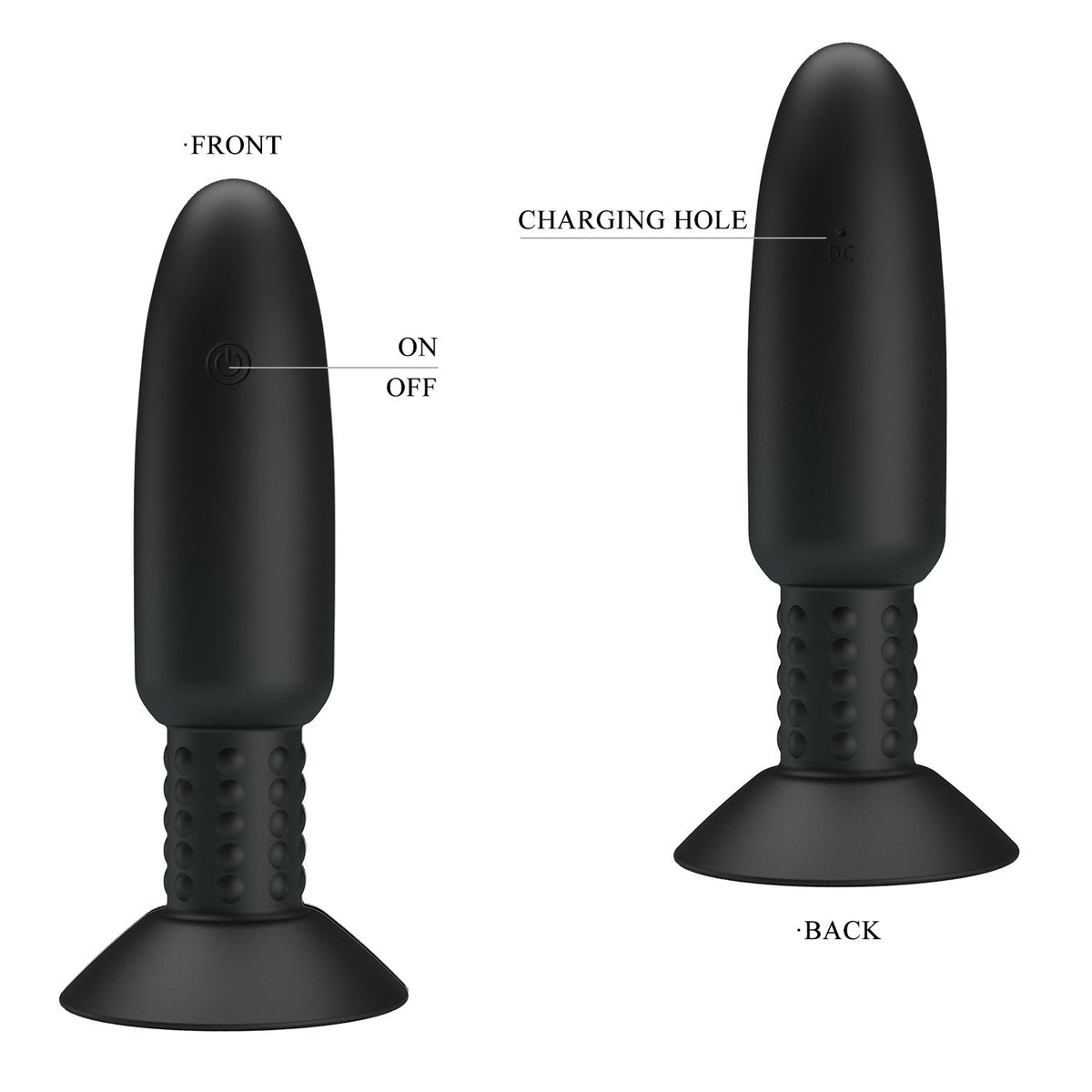 Pretty Love - Beaded Remote Control Vibrating Rotating Butt Plug (Black) - Black - Remote Control Anal Plug (Vibration)
