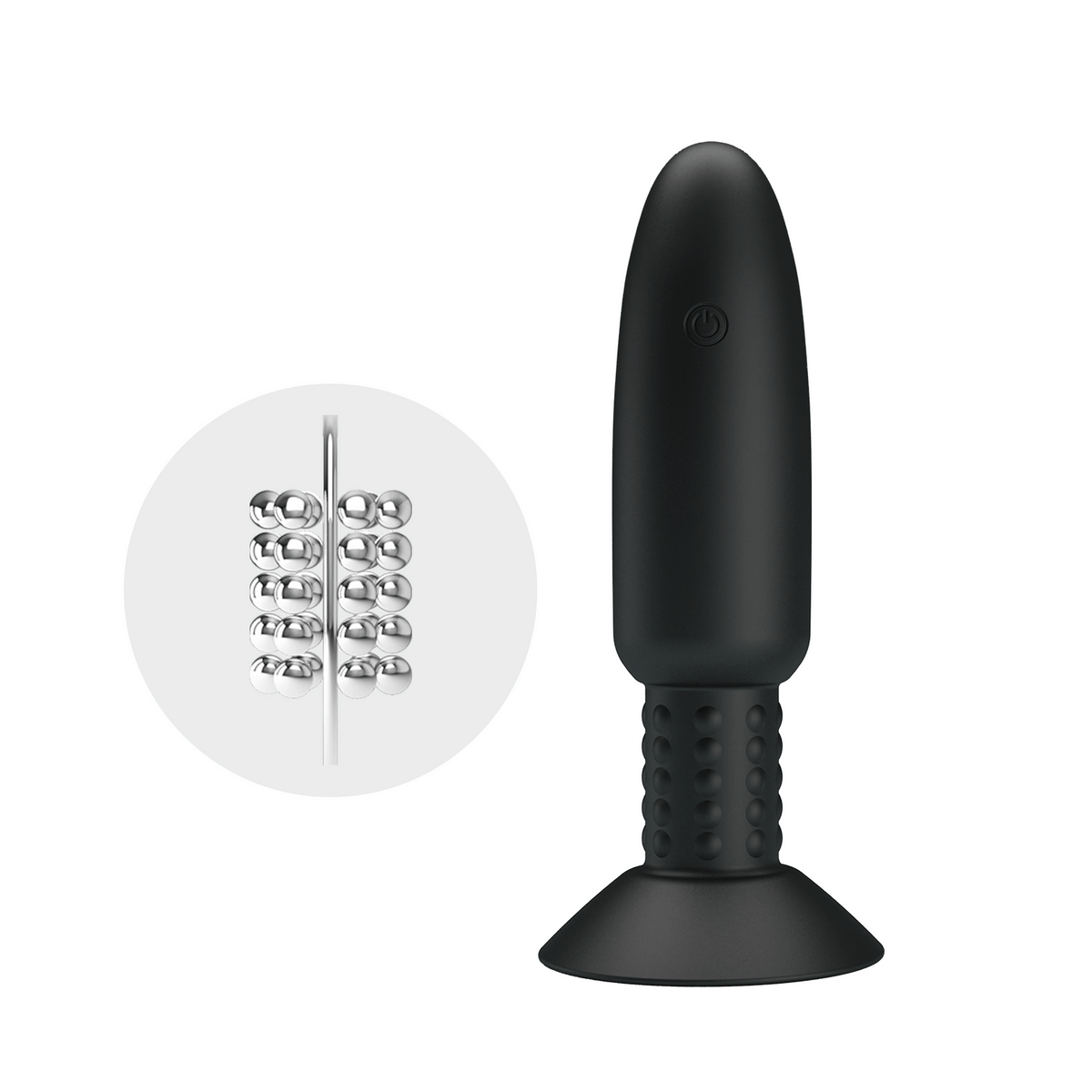 Pretty Love - Beaded Remote Control Vibrating Rotating Butt Plug (Black) - Black - Remote Control Anal Plug (Vibration)