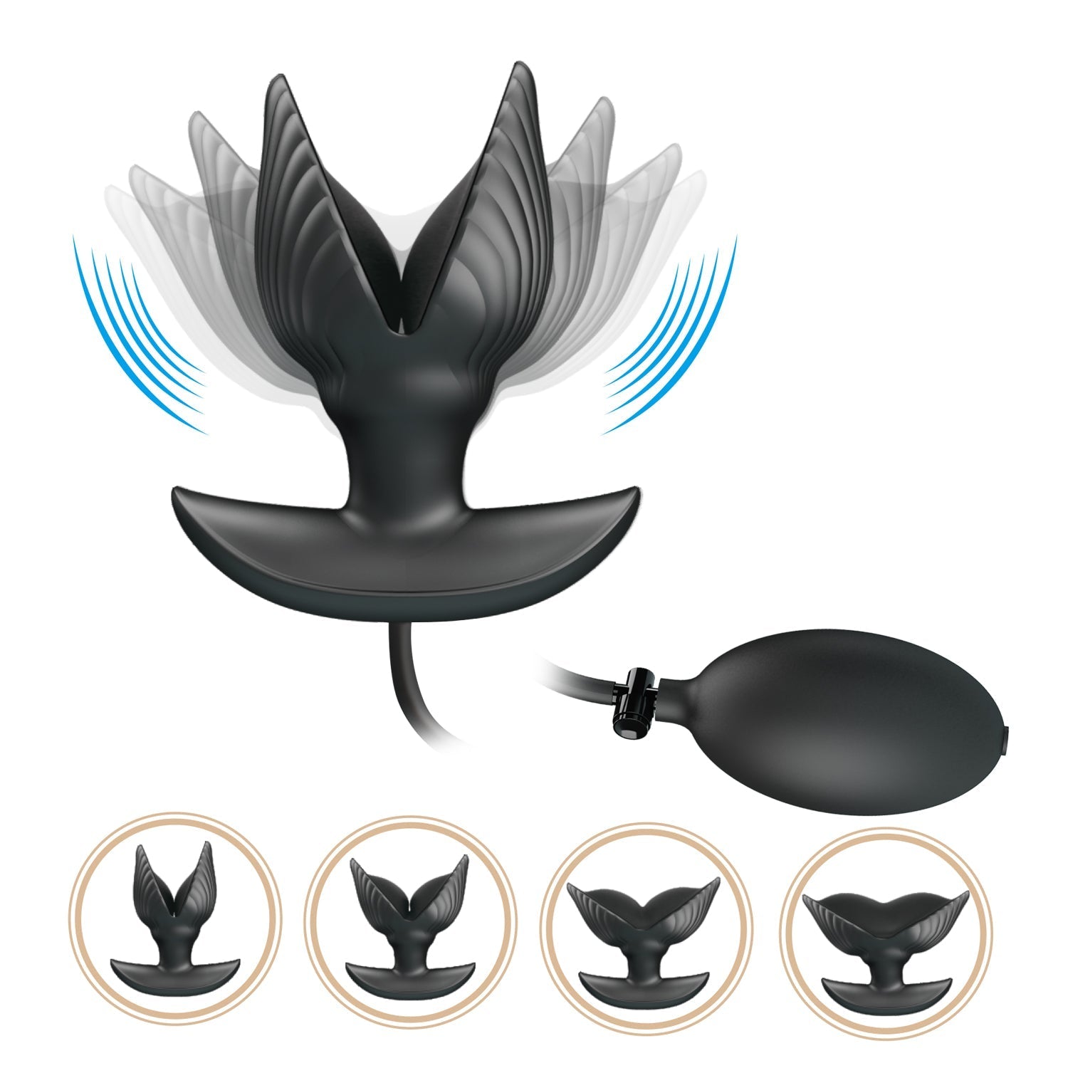 Pretty Love - Manson Vibrating Inflatable Anal Plug (Black) - Black - Expandable Anal Plug (Vibration) Rechargeable