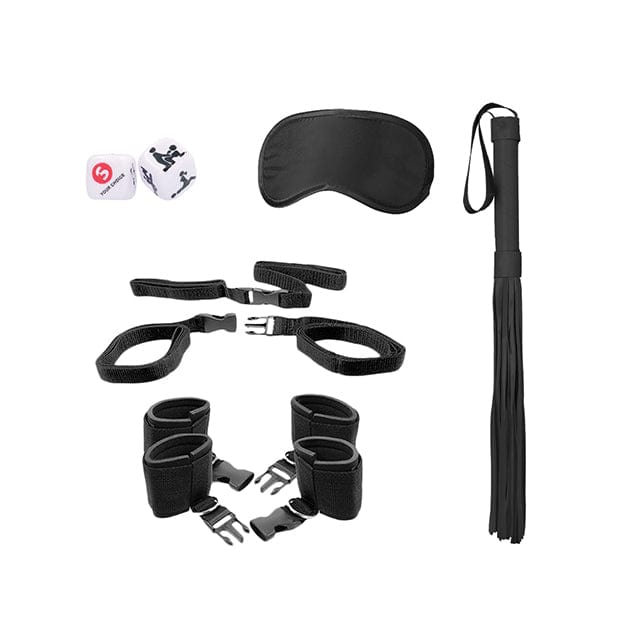 Shots - Ouch Black and White BDSM Bed Post Bindings Restraint Kit (Black) Bed Restraint 625987584 CherryAffairs