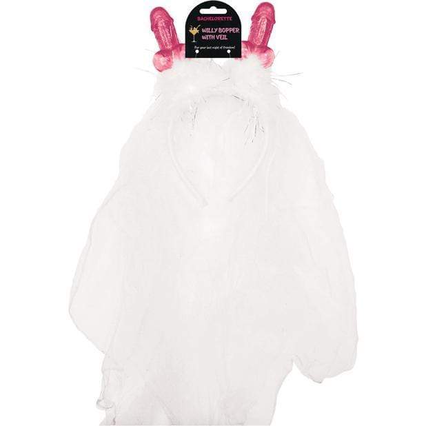 OMG International  - Bachelorette Non-Flash Willy Headband with Veil (White) Bachelorette Party Novelties