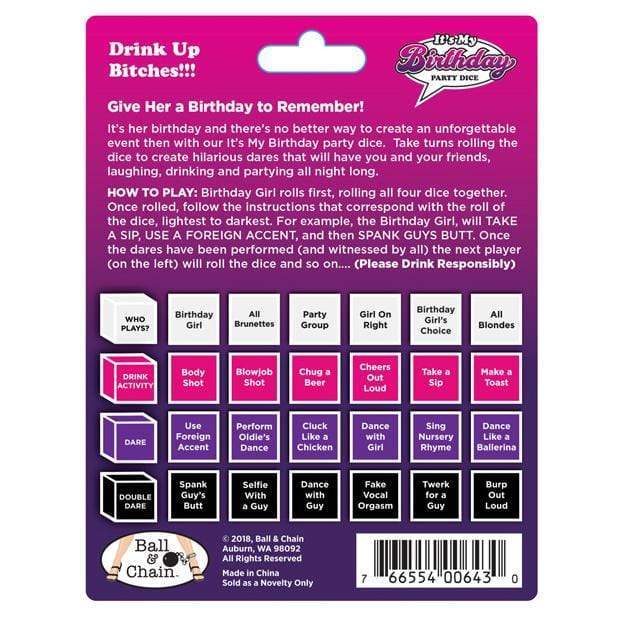 Ball & Chain - It's My Birthday Party Dice (Multi Colour) Party Games