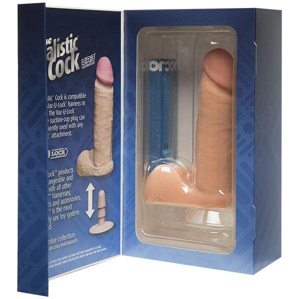 Doc Johnson - The Realistic Ultraskyn 6" Cock with Balls (Beige) - PleasureHobby