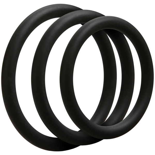 Doc Johnson - Optimale 3 Cock Ring Set Thin (Black) - PleasureHobby