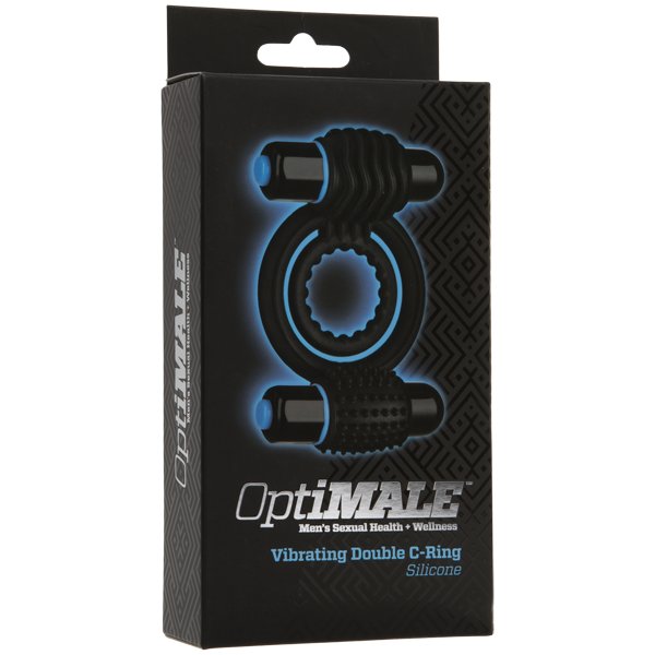 Doc Johnson - Optimale Vibrating Double Cock Ring (Black) Silicone Cock Ring (Vibration) Non Rechargeable Durio Asia