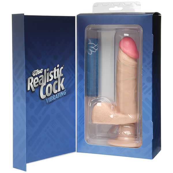 Doc Johnson - The Realistic Vibrating 6" Cock with Balls (Beige) - PleasureHobby