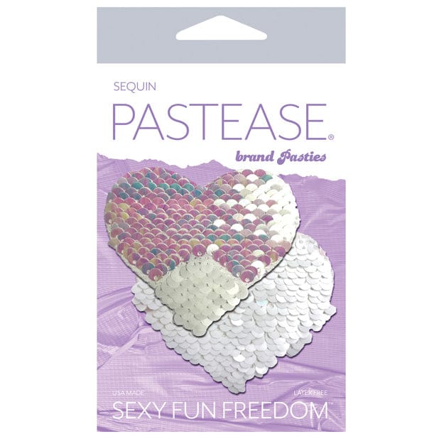 Pastease - Premium Color Changing Flip Sequins Heart Pasties Nipple Covers O/S (Pearl/White) Nipple Covers 785123870098 CherryAffairs