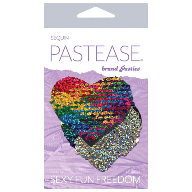 Pastease - Premium Color Changing Flip Sequins Heart Pasties Nipple Covers O/S (Rainbow) Nipple Covers 785123870128 CherryAffairs