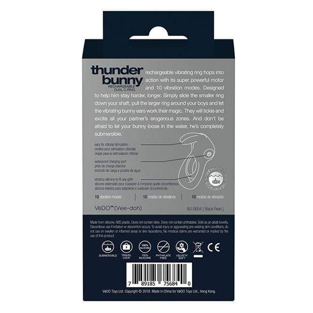 VeDO - Thunder Bunny Rechargeable Dual Cock Ring (Black) Silicone Cock Ring (Vibration) Rechargeable 789185756840 CherryAffairs