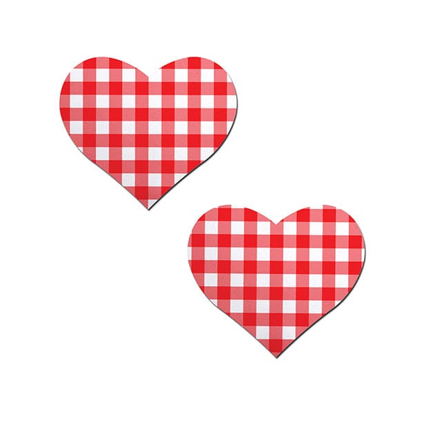 Pastease - Premium Gingham Heart Pasties Nipple Covers O/S (Red) Nipple Covers 792264877749 CherryAffairs